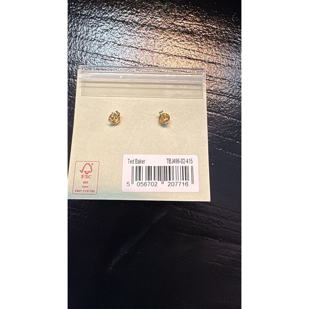 Ted Baker London Gold Pink Crystal Cluster Stud Earrings NWT - Picture 4 of 4